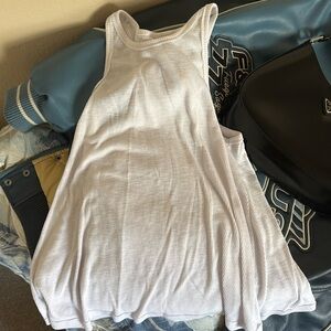 FREE PEOPLE WHITE HIGH NECK RIBBED TANK